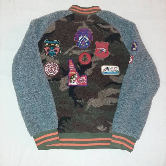 Fleece polo patch varsity jacket - Picture 2 of 2